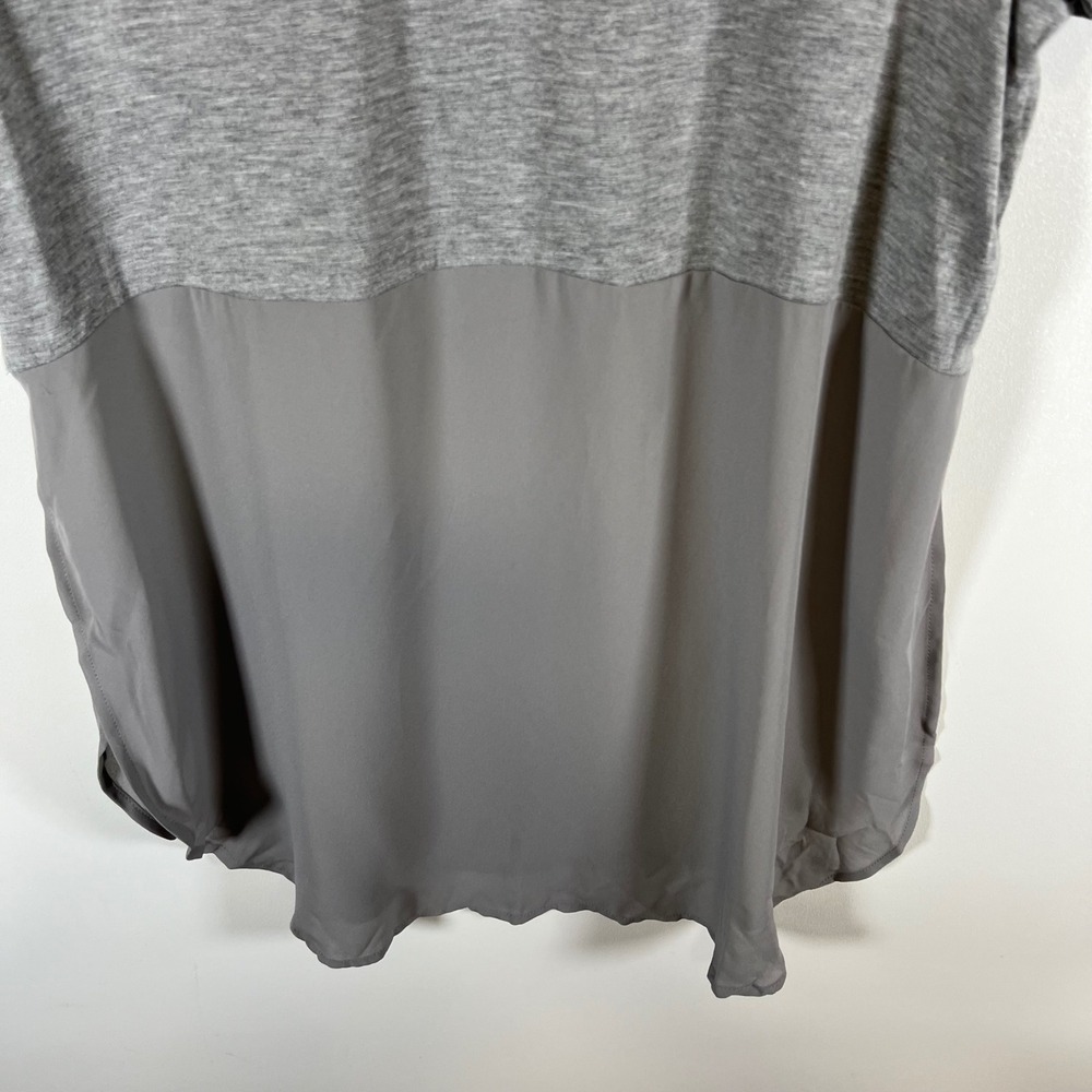 Mossimo Womens Gray Mixed Media Short Sleeve Back Zip Blouse Top Size Medium NWT - Picture 10 of 11